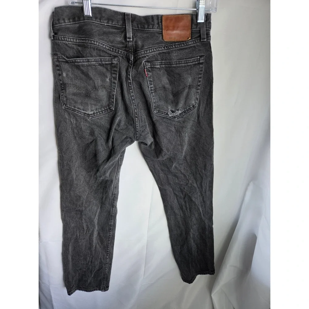 Levis 501 Straight Leg Jeans Mens  Washed Black Denim Button Fly